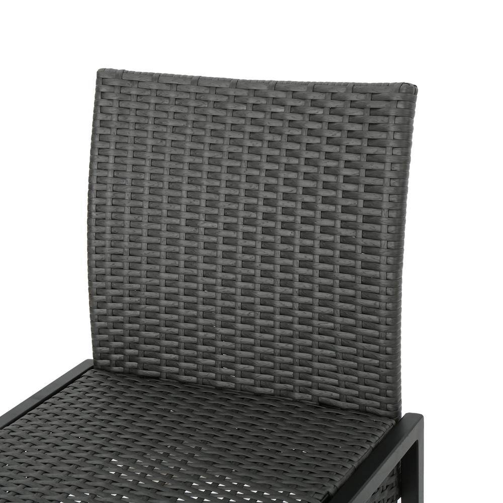 Cassidy Grey Wicker and Iron Bar Height Armless Barstools