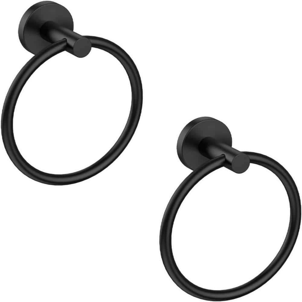 Matte Black Stainless Steel Wall Mounted Towel Ring Set