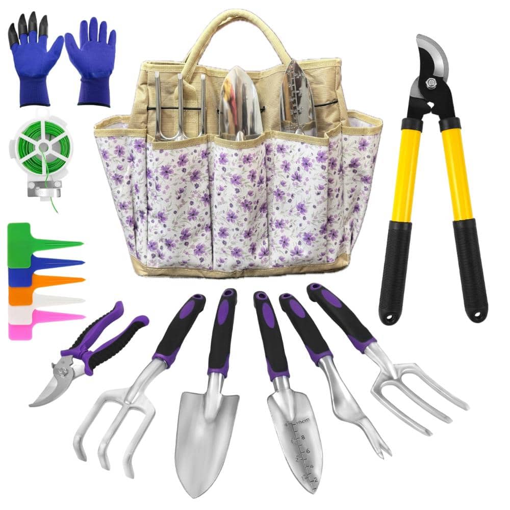14 in Garden Tool Set with Stainless Steel Tools and Tote Purple Floral 41-Piece price history on PriceWatchPro