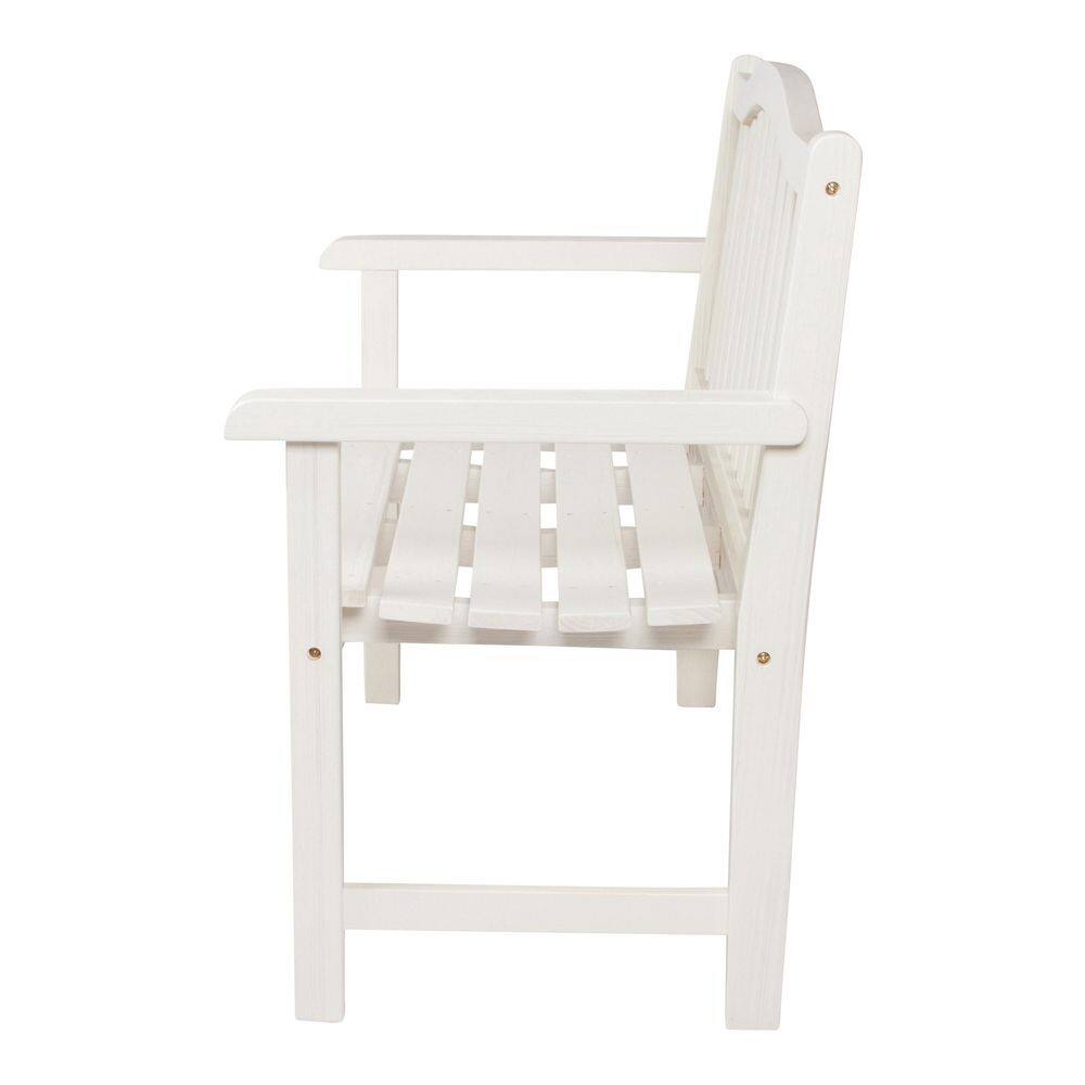 Eggshell White Cedar Wood Outdoor Garden Bench