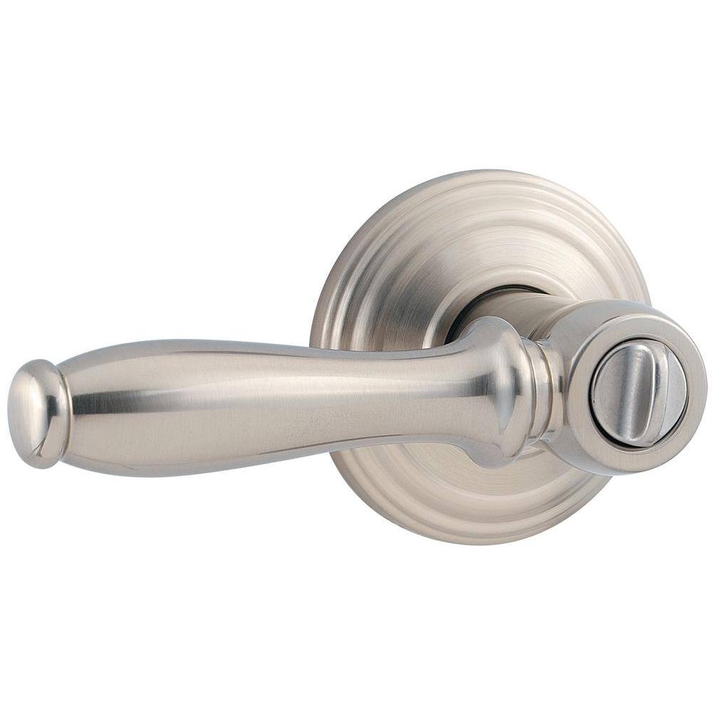 Kwikset Ashfield Satin Nickel Privacy Bed/Bath Door Handle with Microban  Antimicrobial Technology and Lock 730ADL 15 RCAL RCS