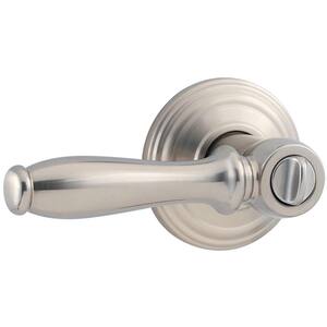 Ashfield Satin Nickel Privacy Bed/Bath Door Handle with Microban Antimicrobial Technology and Lock