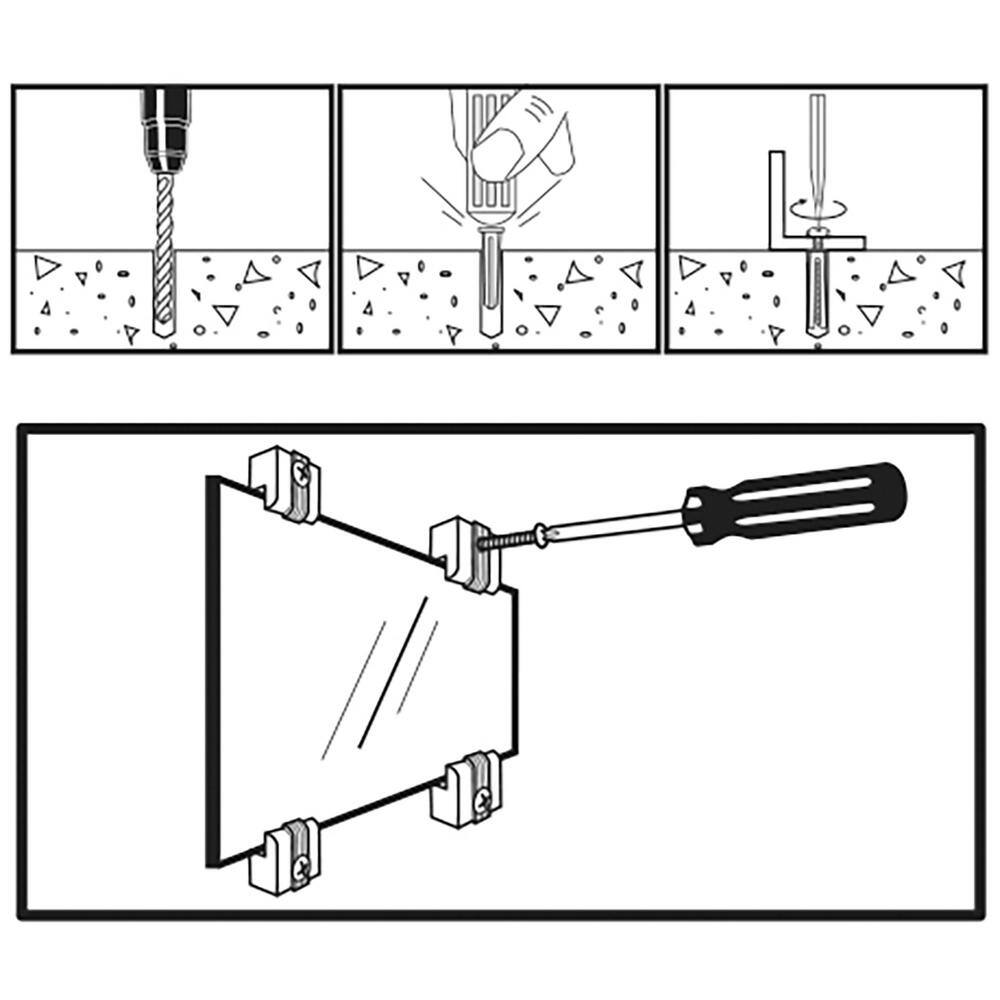 Unfinished Plastic Adjustable Wall Mount Mirror Clips Set