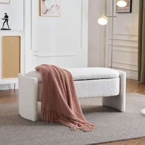 CHRISTOPHER KNIGHT HOME Loftia Modern Polyester Upholstered Flip Top Storage Ottoman Bench Off White Plus Light Camel 116745 The Home Depot
