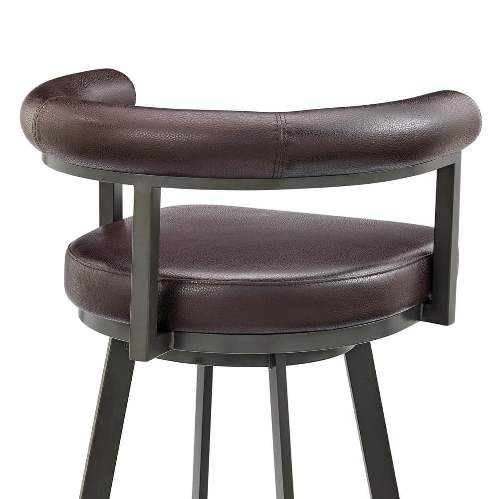Nolagam 34'' Brown Faux Leather and Metal Swivel Counter Stool