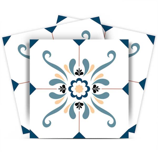 MI ALMA Blue and White SB54 6 in. x 6 in. Vinyl Peel and Stick Tile (24-Tiles, 6 sq. ft. / Pack)