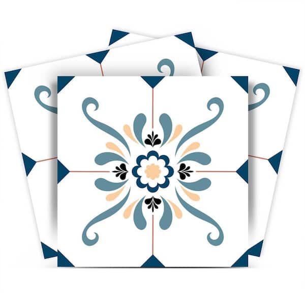 MI ALMA Blue and White SB54 7 in. x 7 in. Vinyl Peel and Stick Tile (24-Tiles, 8.17 sq. ft. / Pack)