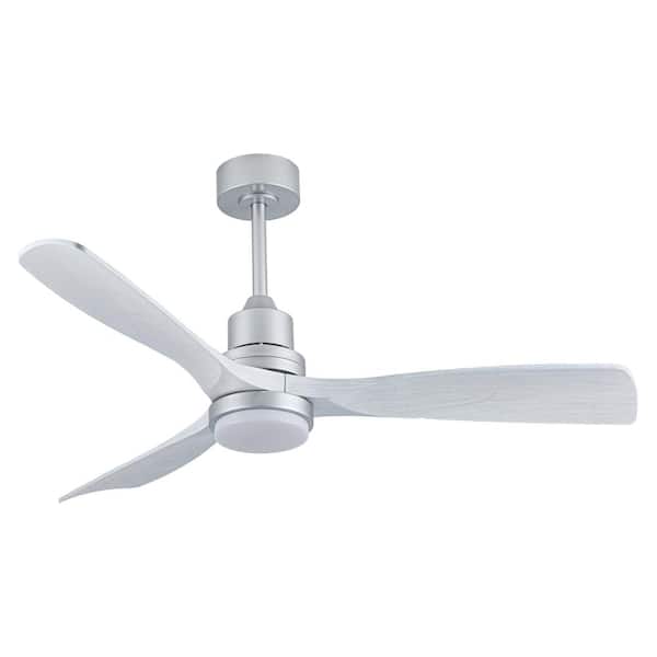 Pia Ricco 52 in. Silver Indoor/Outdoor Ceiling Fan with Dimmable LED Light Kit Remote Control