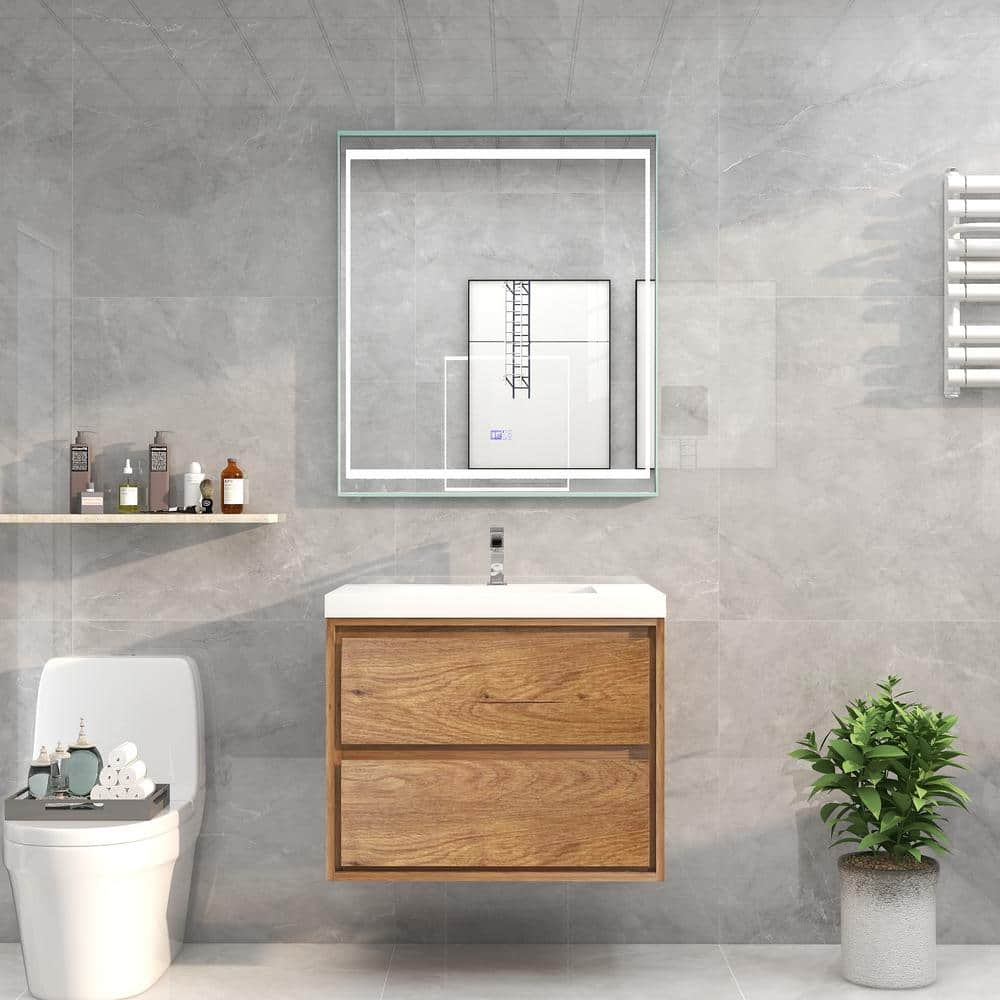 Moreno Bath Sage 30 in. W Vanity in Teak Oak with Reinforced Acrylic ...