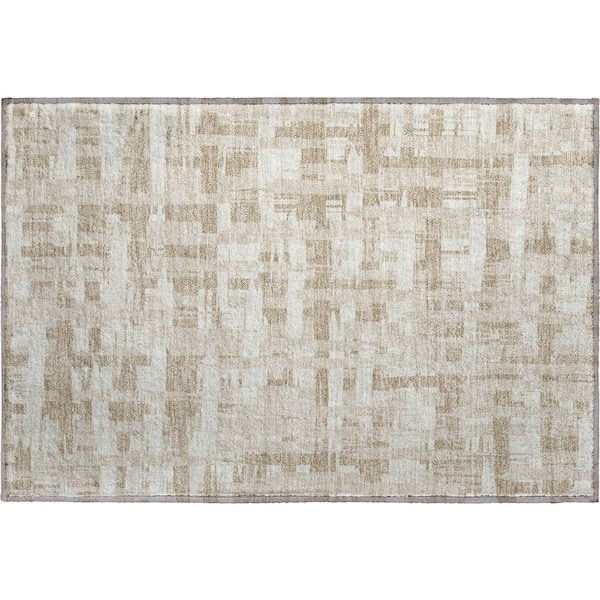 Mayfield Premium Machine Washable Abstract AMF1849 Taupe 2 ft. x 3 ft. Area Rug