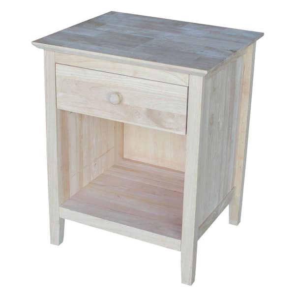 International Concepts Brooklyn 1-Drawer Unfinished Wood Nightstand
