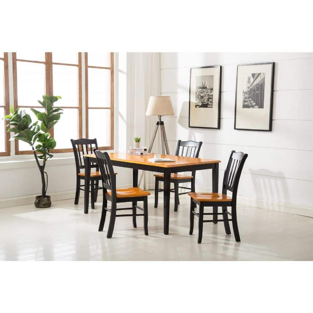 Black and Oak Shaker 5-Piece Solid Wood Dining Set