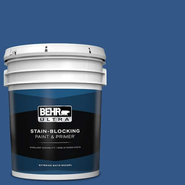 BEHR ULTRA 5 gal. #590B-7 Award Blue Satin Enamel Exterior Paint & Primer