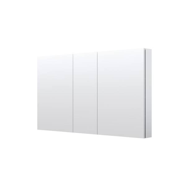 52 in. W x 30 in. H Rectangular Aluminum Recessed/Surface Mount Medicine Cabinet with Mirror and Glass Shelves