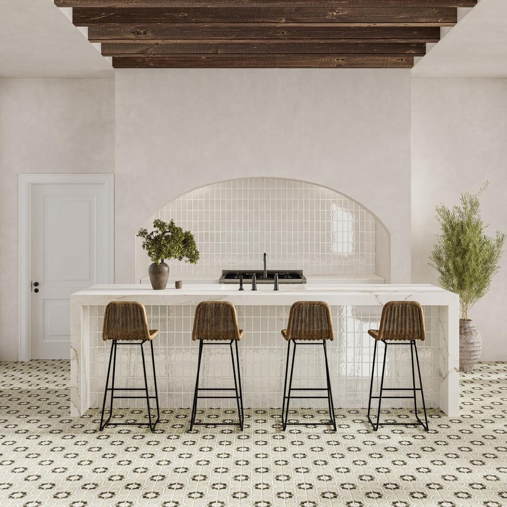 Casablanca 5" x 5" Matte Glazed Ceramic Patterned Tile