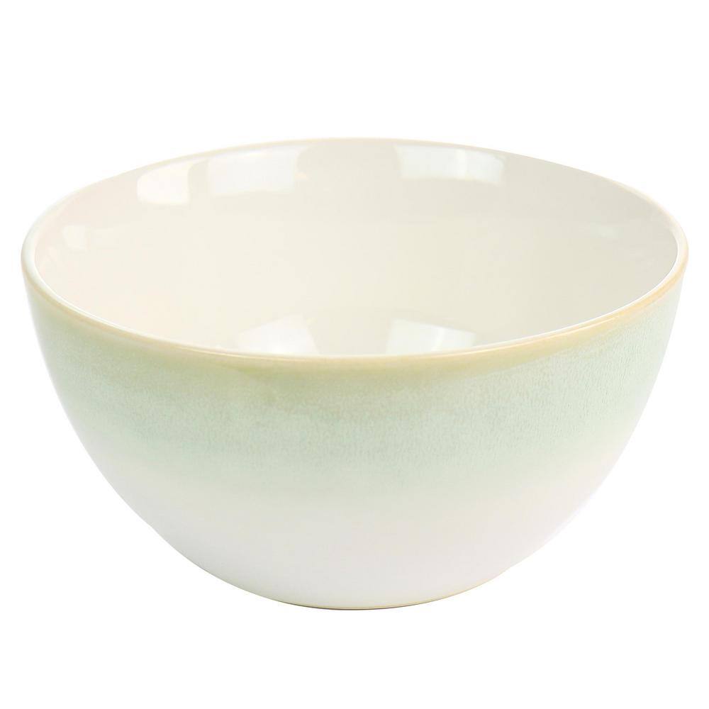 Green and White Ceramic 12-Piece Dinnerware Set, Service for 4