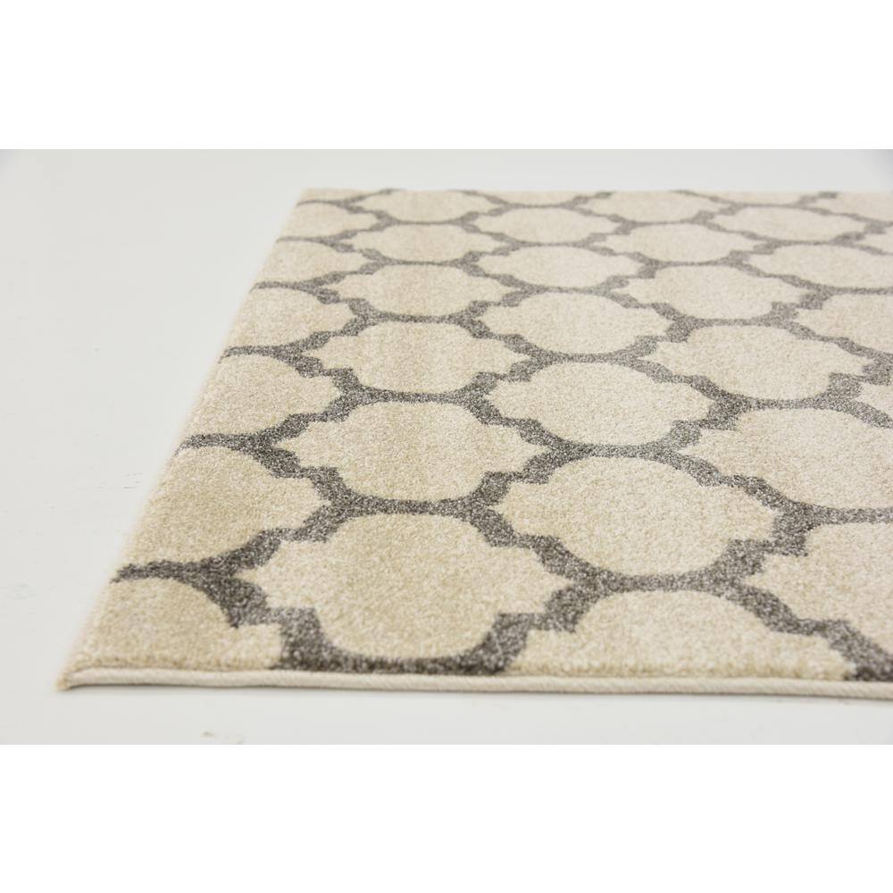 Beige and Gray Trellis Rectangular Synthetic Area Rug