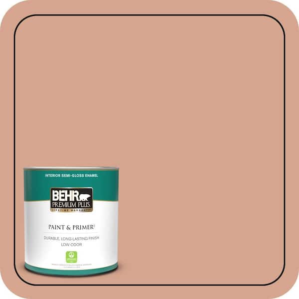 BEHR PREMIUM PLUS 1 qt. #240E-3 Coronado Dunes Semi-Gloss Enamel Low Odor Interior Paint & Primer