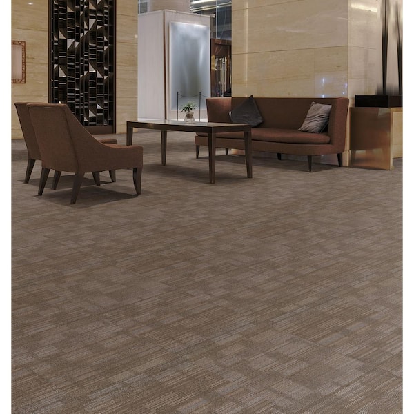 Cavell - Gasper - Brown Commercial/Residential 24 x 24 in. Glue-Down Carpet Tile Square (72 sq. ft.)