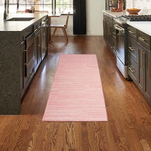 Washable Essentials Pink 2 ft. x 8 ft. All-over design Contemporary Runner Area Rug