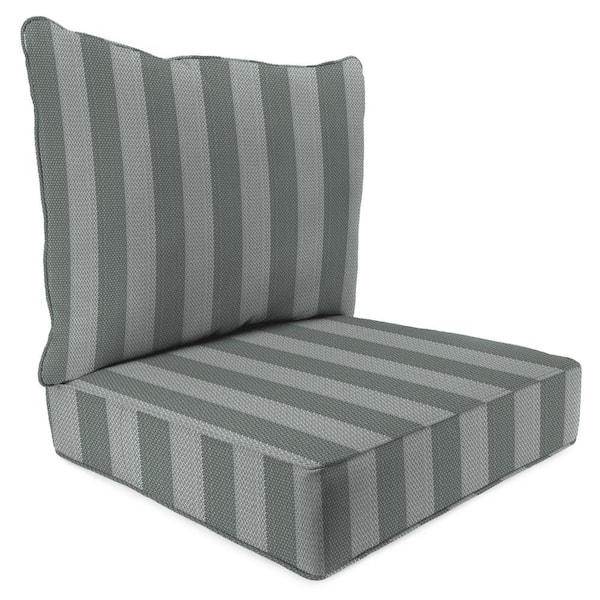 Jordan Manufacturing 46.5 inch x 24 inch Conway Smoke Grey Stripe Rectangular Outdoor Deep Seating Chair Seat and Back Cushion with Welt