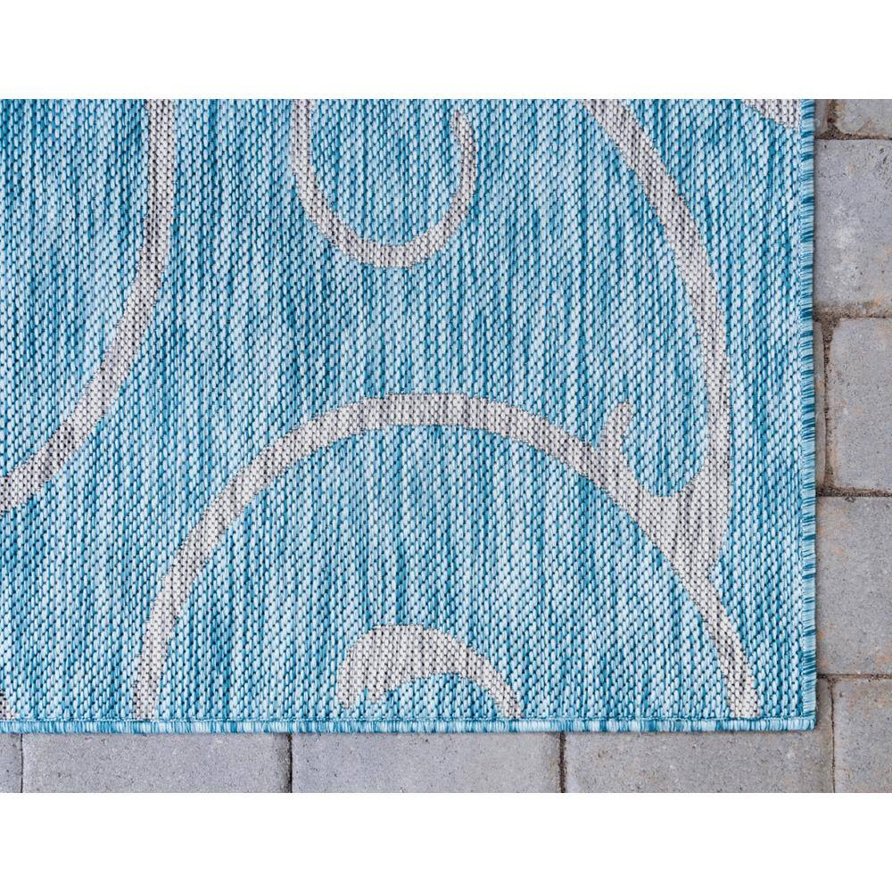 Light Aqua and Ivory Flat Woven Outdoor Runner Rug