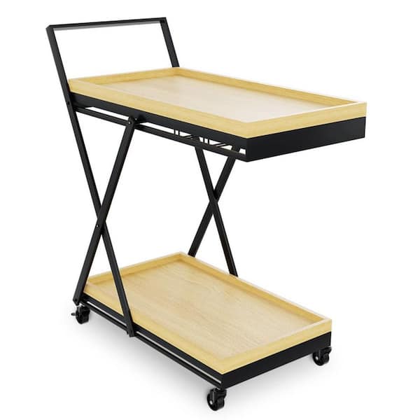 MOEPISY Rolling Kitchen Coffee Service with Wooden Trays, Portable Liquor Beverage Storage Outdoor Tables Serving Bars