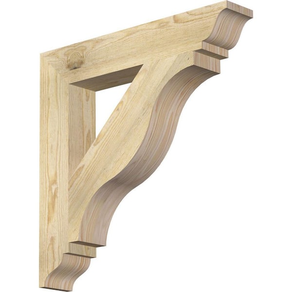 Ekena Millwork 4 in. x 24 in. x 24 in. Douglas Fir Funston Traditional Rough Sawn Bracket