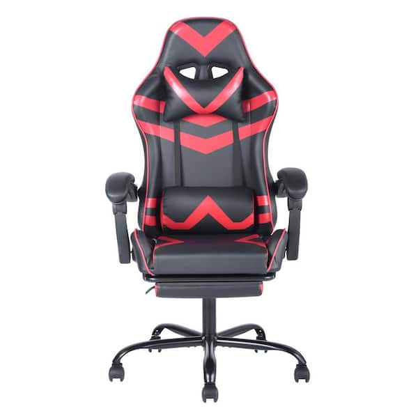 Spaco Red Black Mesh Ergonomic 180° Adjustable Swivel Game Chair with Headrest and Lumbar Support and Footrest