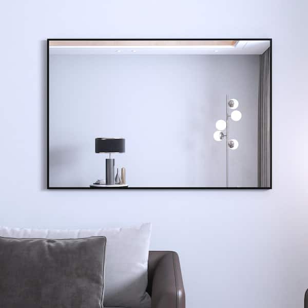 Klajowp 36 in. W x 24 in. H Small Rectangular Framed Wall Mounted Bathroom Vanity Mirror in Black