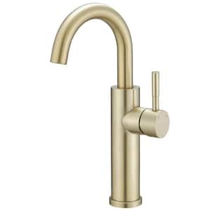 Single Hole Single Handle Bar Faucet With Swivel Spout in Brushed Gold