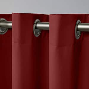 Academy Chili Red Solid Blackout Grommet Top Curtain, 52 in. W x 63 in. L (Set of 2)