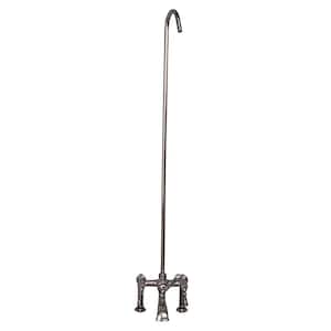 3-Handle Rim Mounted Claw Foot Tub Faucet with Elephant Spout and Riser in Polished Nickel
