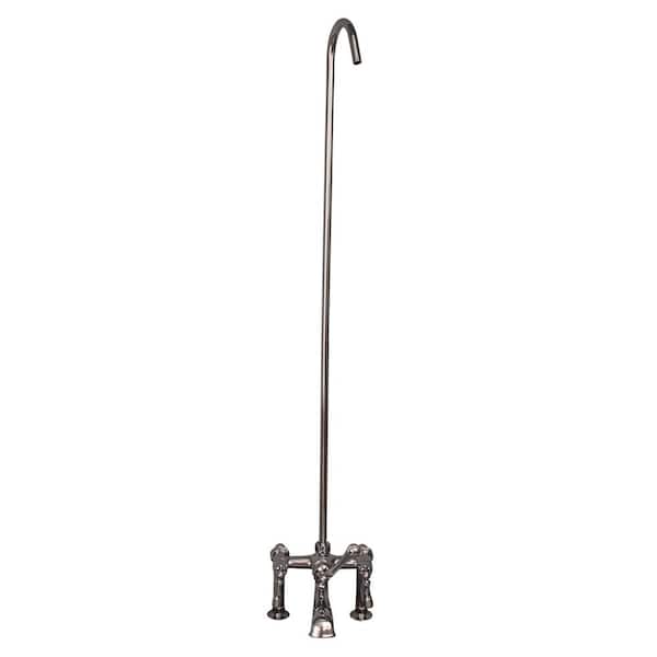 Barclay Products 3-Handle Rim Mounted Claw Foot Tub Faucet with Elephant Spout and Riser in Polished Nickel