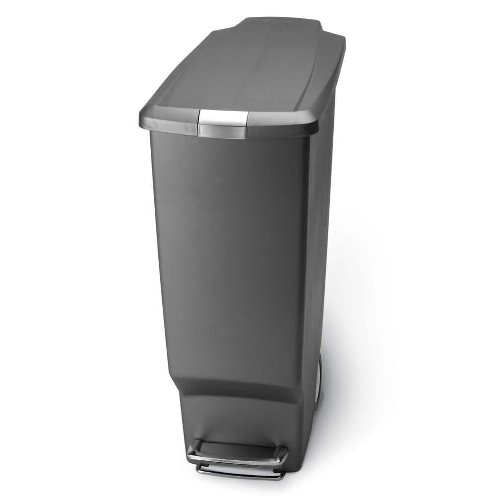 simplehuman 40L Slim Step Kitchen Trash Can, Grey Plastic with