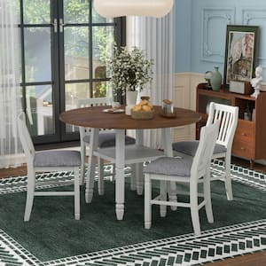 5-Piece Round and Square Espresso Wood Top Table Set (Seats-4)