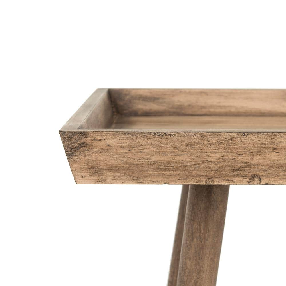 Desert Brown Pine Wood Rectangular Accent Table