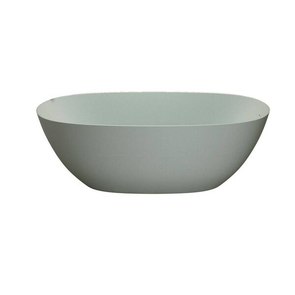 57 in. x 30.7 in. Resin Stone Soaking Bathtub in Turquoise Green Solid Surface Modern Tub with Overflow and Pop-up Drain
