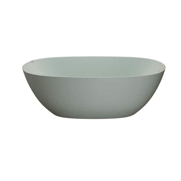 65 in. x 31.5 in. Resin Stone Soaking Bathtub in Turquoise Green Solid Surface Modern Tub with Overflow and Pop-up Drain