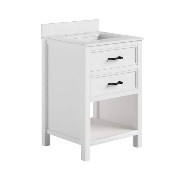 DHP Nevada 24" Bathroom Vanity, White with Black Handles