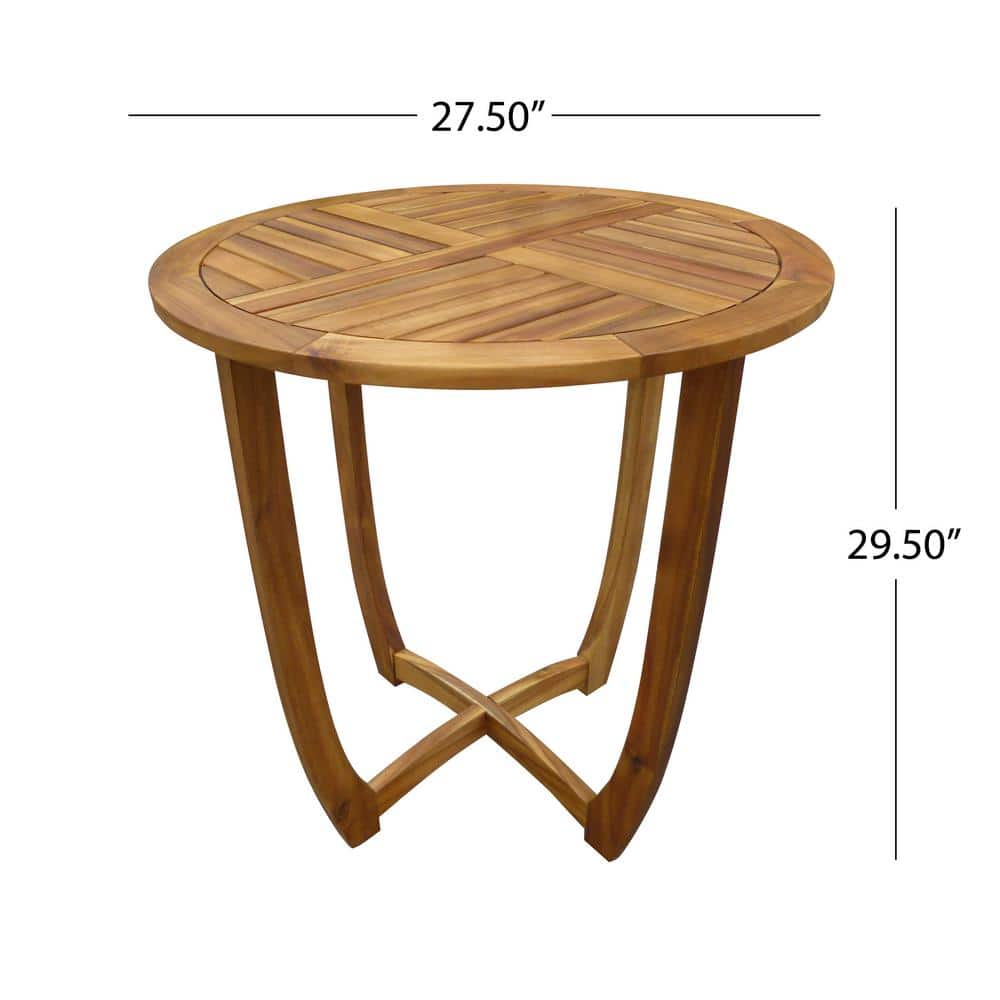 Carina 27.5" Round Teak Acacia Wood Patio Accent Table