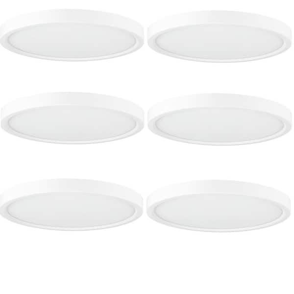 Sunlite 7 in. White Selectable CCT Dimmable Flush Mount Integrated LED Light Fixture (6-Pack)