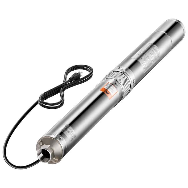 Deep Well Submersible Pump, 2 HP Output Power, 115V, 31.7 GPM Flow 450 ft. Head, with 9.84 ft. Cord, Stainless Steel