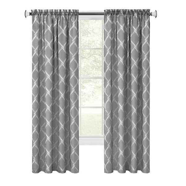 ACHIM Bombay 52 in. W x 63 in. L Polyester Light Filtering Window Panel in Grey