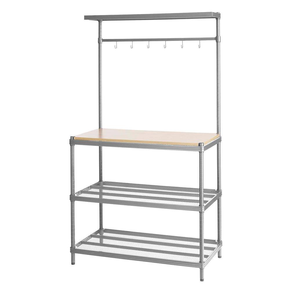 MeshWorks Silver 4-Tier Steel Shelving Unit (35 in. W x 63 in. H x 18 in. D