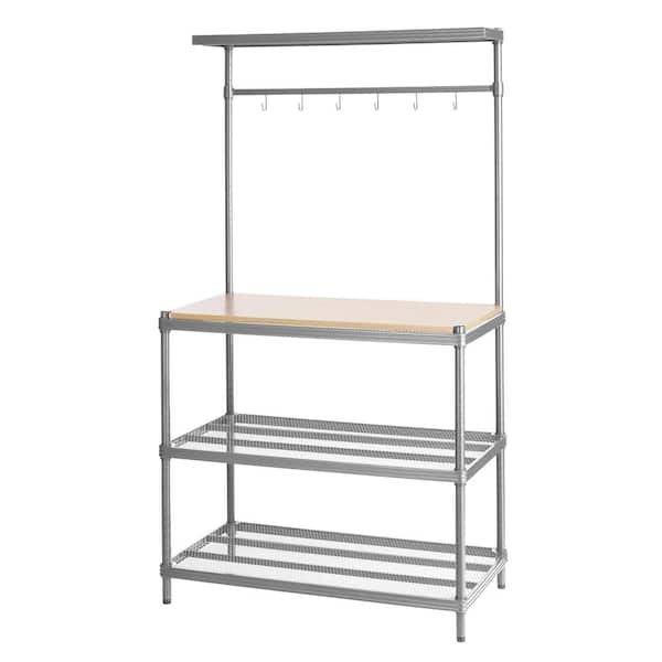 Design Ideas MeshWorks Silver 4-Tier Steel Shelving Unit (35 in. W x 63 in. H x 18 in. D)