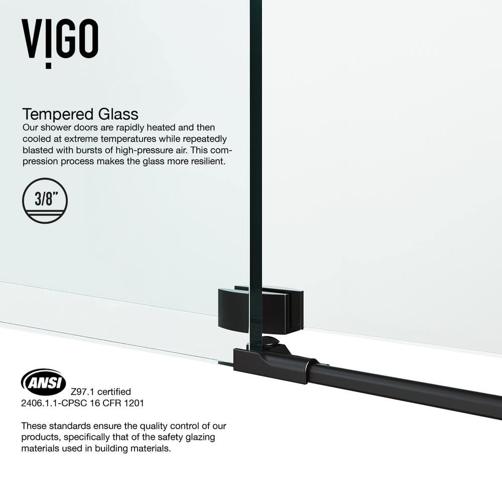 Winslow Matte Black Frameless Sliding Shower Enclosure with Clear Glass