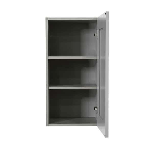 LIFEART CABINETRY Anchester Assembled 15x36x12 in. Wall Cabinet with 1 Door 2 Shelves in Light Gray