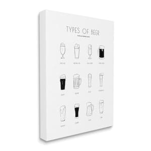 "Beer Beverage Guide Modern Black White Chart" by Martina Pavlova Unframed Drink Canvas Wall Art Print 16 in. x 20 in.
