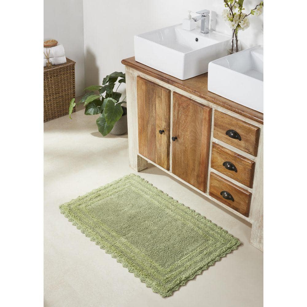 Jen Reed Bathroom Area Rug Better Trends Lilly Crochet Collection 24 in. x 40 in. Green 100% ...
